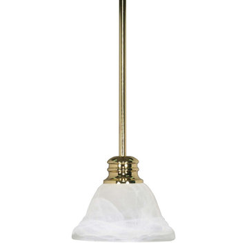 Nuvo Empire 1-Light 7" Mini Pendant W/ Alabaster Glass In Polished Brass Finish