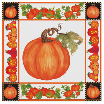 "Fall Festival Pumpkin Plaque Napkin" by Sher Sester, Canvas Art, 35"x35"