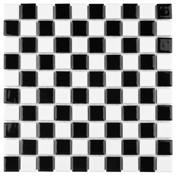 Checkerboard Square Glossy Porcelain Floor and Wall Tile