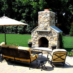 Outdoor Masonry Stone Fireplace - Outdoor Fireplaces
