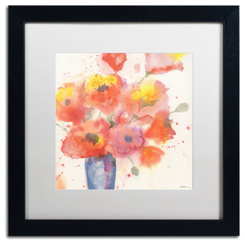 Sheila Golden 'Vase of Poppies 5' Framed Art, Black Frame, 16"x16", White Matte