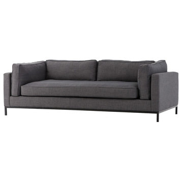 Modern Charcoal Gray Upholstered Fabric Sofa 92"