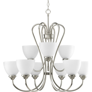 Heart Collection 9-Light Chandelier, Brushed Nickel