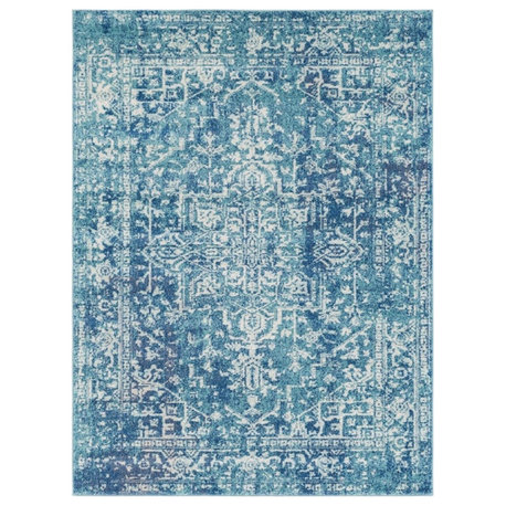 Harput Traditional Teal, Dark Blue Area Rug, 2'x3'