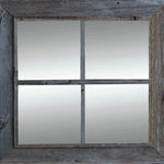 My Barnwood Frames - Rustic Mirror, Window Pane Barnwood Mirror, 4 Panes, 26"x26" - This Rustic Window Pane Mirror is a beautiful addition to your rustic bath, bedroom, or hallway. Designed to resemble a farmhouse window, this barnwood mirror gives you function with just a little bit of country charm. This distressed wood mirror is built with authentic naturally-aged barnwood.  Each Barnwood Mirror is handcrafted in our shop so you can get just what you ordered. Combine a rustic window pane mirror with a grouping of several matching barnwood frames for a unique wall display.