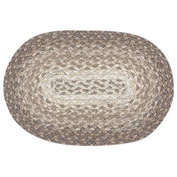 Natural Oval Braided Rug, 5'x8'