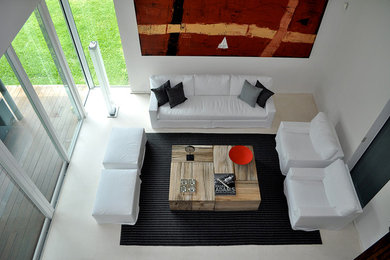 Example of a trendy living room design in Miami