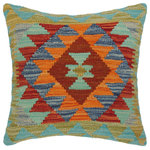 Bareens Designer Rugs - Shabby Chic Turkish Elane Hand Woven Kilim Throw Pillow - Embellish your home with this timeless casual chic handmade Southwestern Kilim throw pillow covers made with and cotton. Constructed on a loom by Nomad Turkman people with hand spun and Natural Vegetable dyes these beautiful Kilim pillow covers are known for their beautiful repetitive geometrical, naturalistic floral and traditional patterns yet still giving it a moden look. Masterfully artisan-crafted on traditional Kilim looms with a contemporary fashion palette producing bold intricate sharp patterns making them a standout piece in any decor.