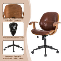 38"H Russet PU Leather Adjustable Swivel Desk Chair/Task Chair