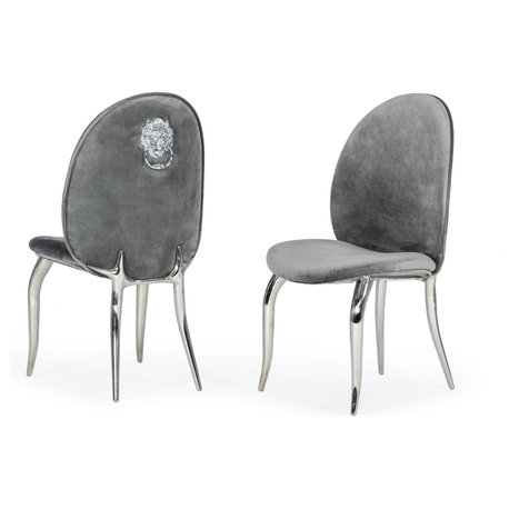 Modrest Vince Modern Gray Velvet Dining Chair, Set of 2