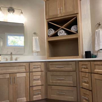 Serene Spa-Inspired Bathroom Remodel: Rain Shower, Pebble Pan, Freestanding Tub
