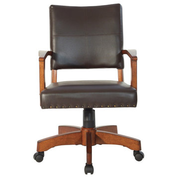 Deluxe Wood Bankers Chair in Espresso Faux Leather