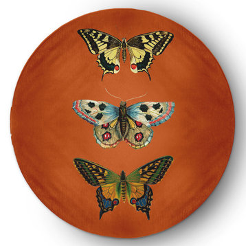 Butterflies Novelty Chenille Area Rug, Perfect Orange, 5' Round