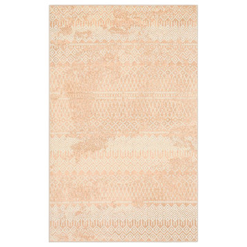 Contemporary Area Rug, Low Pile Design With Unique Geometric Pattern, Pink