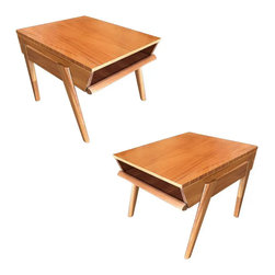 Brown-Saltman Magazine Tray Side Table by John Keal, Pair - Home Decor