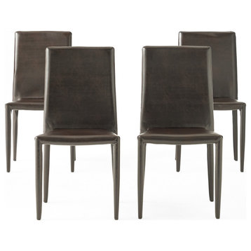 GDF Studio Pasiara Brown Stacking Chairs, Set of 4
