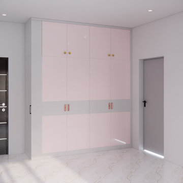 Two-Tone Pink and Grey Wardrobe Design