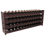 Wine Racks America - 48-Bottle Scalloped Wine Rack, Redwood, Walnut + Satin - Stack four cases of wine in a decorative 48 bottle rack using pressure-fit joints for easy assembly. This rack requires no hardware, no tools, and is ready to use as soon as it arrives. Makes for a perfect gift and stores wine on any flat surface.