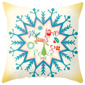 Watercolor Joy Love Peace Christmas Pillow Cover