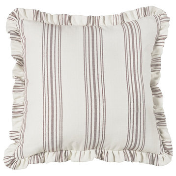Hi End Accent Striped Euro Sham With Ruffle, 27"X27" Taupe