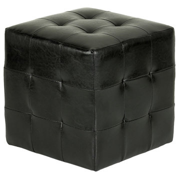 Braque Cube Ottoman, Black