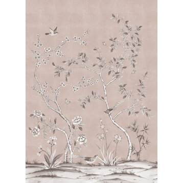 Garden Chinoiserie Peel and Stick Wallpaper Mural, Blush