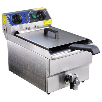 10L 1500w Electric Deep Fryer Timer and Drain Stainless Steel French Fry
