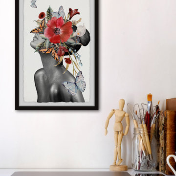 "Butterfly Bloom Sight" Framed Painting Print