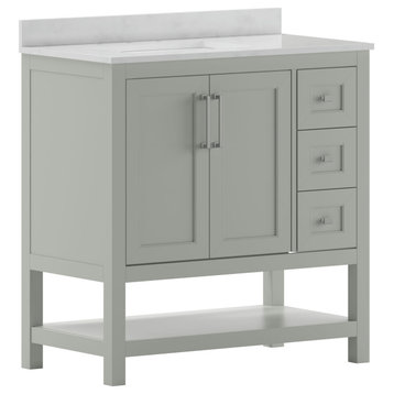 36" Gray Vanity with Drawers