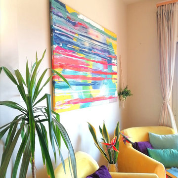 Fresh up your living room with YELLOW & fantastic ABSTRACT ART from Fiona Mares!