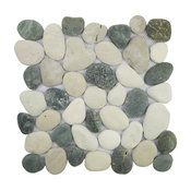12"x12" Classic Pebble Tile, Gray, Black & White