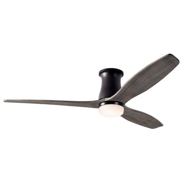 Arbor Flush Fan Dark Bronze, 54" Graywash Blade With LED, Wall/Remote Control