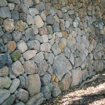 Dry laid rock wall