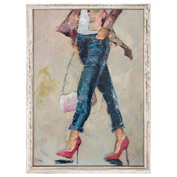 "Figurative, Taking a Stroll" Mini Framed Canvas Art by Donna J. West