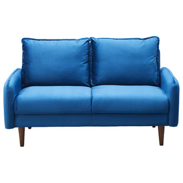 Kingway Furniture Almor Velvet Living Room Loveseat, Space Blue