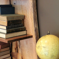 Rustic Live Edge Oak Slab Bookcase / Built In Desk - Products