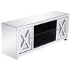 Elegant Decor Modern 2 Door 59" Clear Crystal Mirrored TV Stand