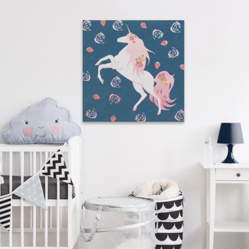 "Strawberry Swirl Unicorn" Painting Print on Wrapped Canvas