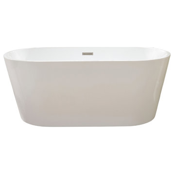 Freestanding Acrylic Bathtub, White/Polished Chrome, Xs (54")