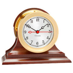 Chelsea Presidential Clock in Brass - Beach Style - Desk And Mantel Clocks  - by Brass Binnacle