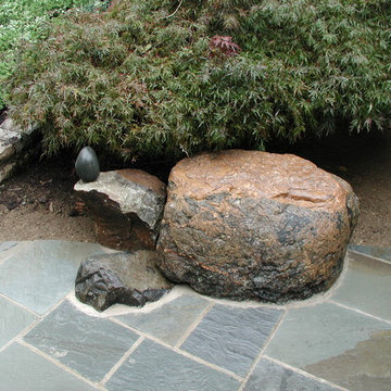 Mortared Bluestone with Granite Boulders