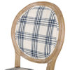 Lariya French Country Fabric Dining Chairs (Set of 2), Dark Blue Plaid + Natural, Two (2) Dining Chairs