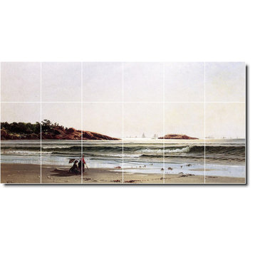 Alfred Bricher Waterfront Painting Ceramic Tile Mural #58, 48"x24"