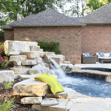 Waterfall into spa