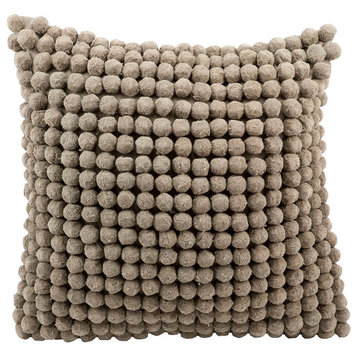 Mina Victory Pom Collection Grey Throw Pillow