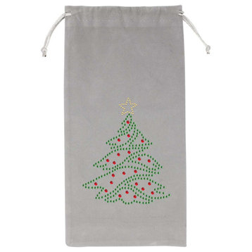 Sparkles Home Rhinestone Christmas Tree Wine Bag - Silver