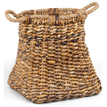 Brown Abaca Basket, Handle, dBodhi Gamalama, Large