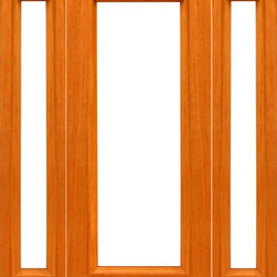 Prehung Red Oak-1-lite-R/M French Red Oak Wood IG Glass Sidelights Door - Patio Doors