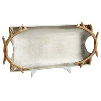 Cyan Large Horn Handle Tray, Nickel