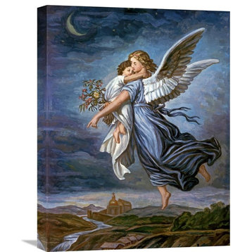 "The Guardian Angel" Stretched Canvas Giclee by Wilhelm von Kaulbach, 17"x22"